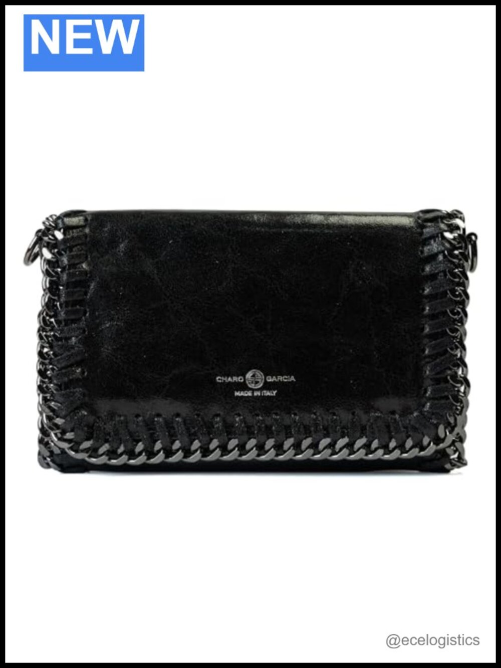 Genuine Italian Leather Crossbody Bag with Detachable Chain Strap - Made in